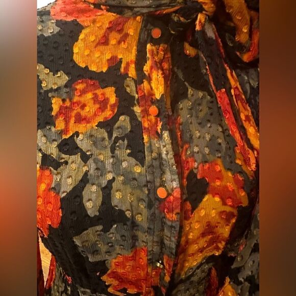 Tracy Reese NY Silk Blouse Top Tie Neck Long Sleeve Sheer Floral Size XS - Picture 10 of 16